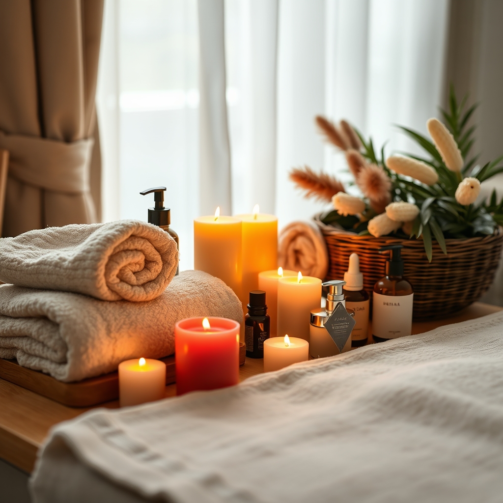 rituel spa maison ambiance avec bougies et produits naturels